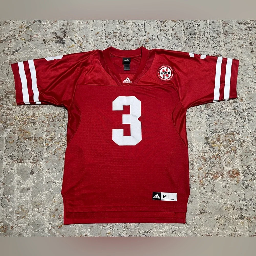 ADIDAS NEBRASKA CORN HUSKERS red Football Jersey #3 size Medium oversized fit